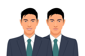 Set of two asian man