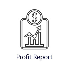 Profit report icon. Vector illustration. Flat line icon.