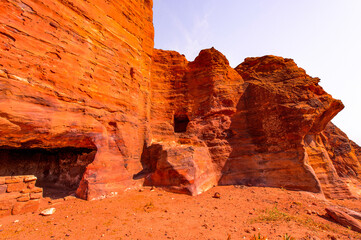 Ancient rock cut architecture of Petra, Jordan. Petra is one the New Seven Wonders of the World