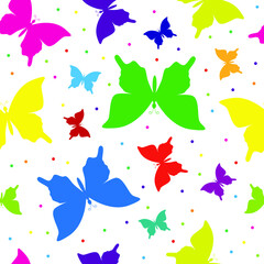 Obraz premium Stylized colorful butterflies seamless pattern. Vector illustration.