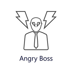 Angry boss icon. Vector illustration. Flat line icon