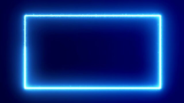 Abstract blue moving electric power with strobe light, animated rectangular frame, laser show looped animation