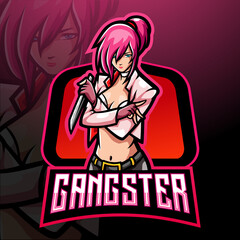 Girl gangster esport logo mascot design 
