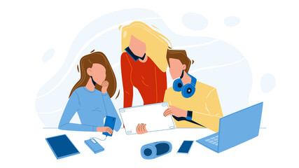 Young People Use New Millennial Gadgets Vector