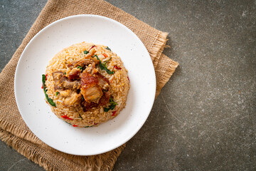 fried rice with Thai basil and crispy belly pork