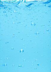 Light blue bubble of alcohol gel. anti COVID 19 background.