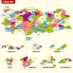 Map of Turkey and Turkey's. Colorful design