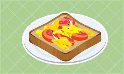 お皿に乗ったトマトのピザトースト