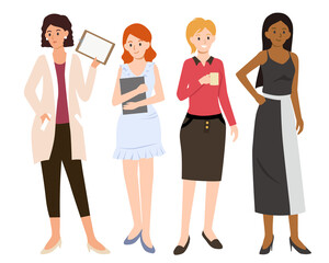 Several office lady, business woman in different dressing