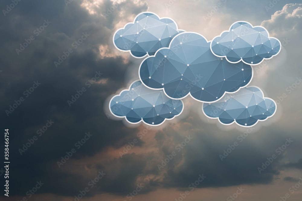 Wall mural cloud storage with sky nature background in business with technology network server online digital d