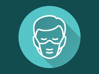 Man in medical face mask icon for graphic and web design.