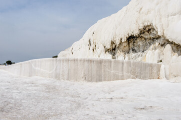 It's Beautiful view of the natural travertines in Pamukksle, Tur