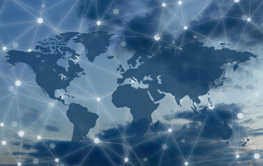 cloud storage with sky nature background in business with technology network server online digital data concept