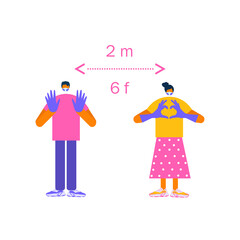 Social distancing, keep distance with people in public places to stop spreading COVID-19 coronavirus concept. Vector illustration in flat style