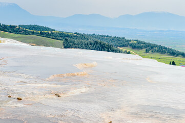 It's Natural travertine terraces and pools in Pamukkale ,Turkey