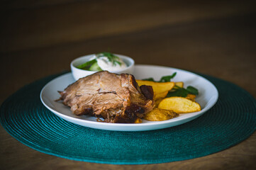 meal, second course, pork knuckle, pork neck