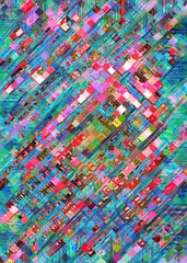 Fototapeta na wymiar geometric square pixel pattern abstract background in blue pink