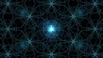 Colorful background with turquoise flower patterns and rays of light