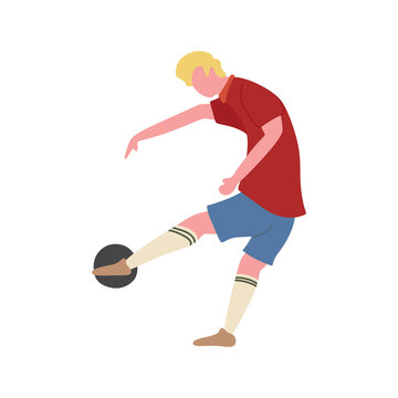 Football soccer player take a free kick Flat illustration vector