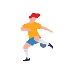Fototapeta na wymiar Football soccer player take a free kick Flat illustration vector