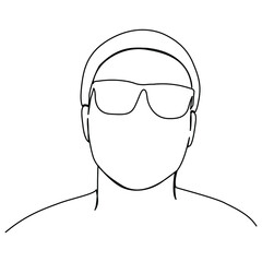 one line continuous drawing men wearing eyeglasses and beanie