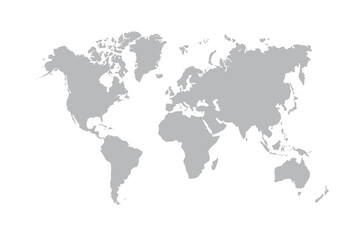 Image of a vector world map in white background. Australia, Asia, America, Europe. Africa. Vector illustration. EPS 10.