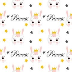 Obraz na płótnie Canvas Princess pattern. Can be used for kid's clothing. Use for print, surface design, fashion wear. Adorable character for design of album, scrapbook, card and invitation
