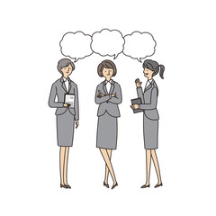 ビジネスシーン：会話するOL（主線あり）