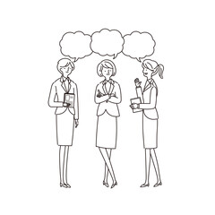 ビジネスシーン：会話するOL（線画）