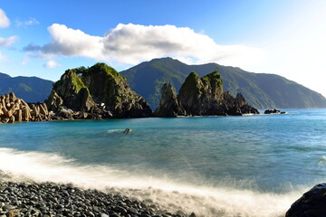 Naklejka premium Beach near fenniaolin fishing harbor in Yilan county, Taiwan