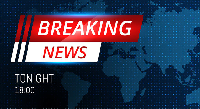 Breaking News background banner with planet map . Business or Technology News Background. Vector stock Illustration. EPS 10.