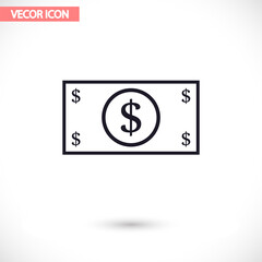 Dollar  vector icon , lorem ipsum Flat design