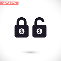 Lock dollar  vector icon  , lorem ipsum Flat design
