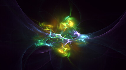 3D rendering abstract multicolor fractal light background