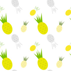 Seamless Pattern with cute Pineapples.Vector texture for textile, wrapping, wallpapers and other surfaces.
