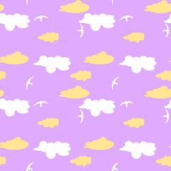 Children seamless pattern with sky and clouds.Vector texture for textile, wrapping, wallpapers and other surfaces.