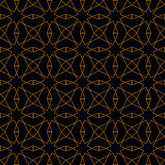 Abstract geometric pattern with lines. A seamless vector background. Black and gold texture