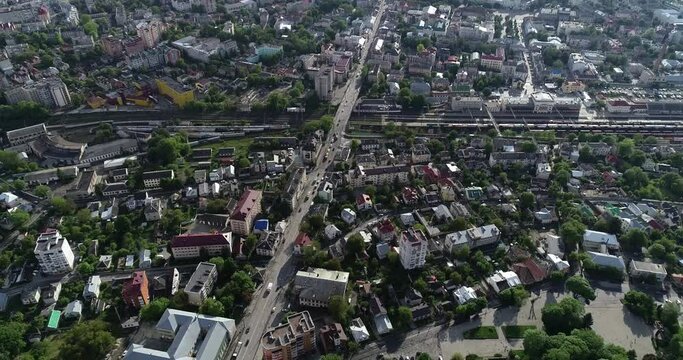 stadium football field city houses drone quadcopter ternopil ukraine sport  4k panorama