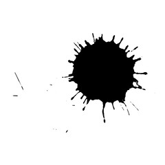 Ink black blot. Abstract stain. Isolate on a white background.
