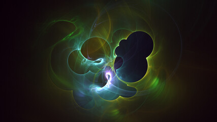 3D rendering abstract multicolor fractal light background