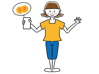 ポイントを貰うシンプルな主婦女性母親女性のベクターで描いたイラスト素材