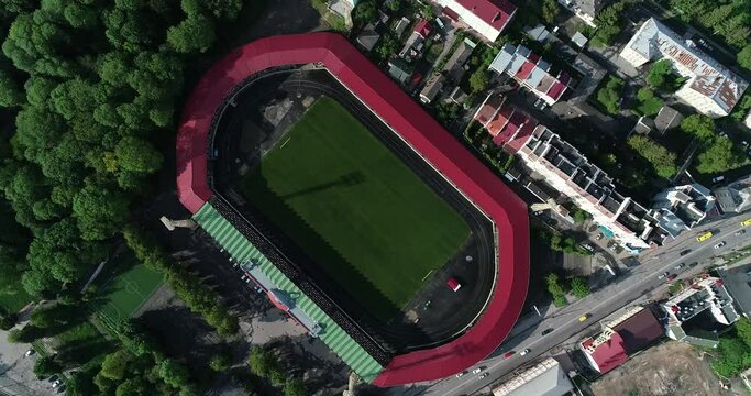 stadium football field city houses drone quadcopter ternopil ukraine sport  4k panorama