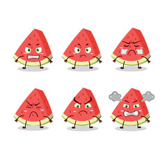 Slash of watermelon cartoon character with various angry expressions