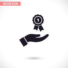 Prize in the hand icon , lorem ipsum Flat design