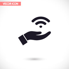 Wi fi icon in the hand , lorem ipsum Flat design