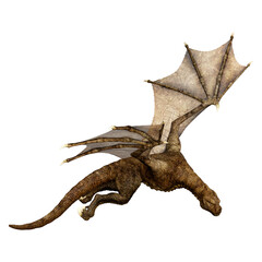 3D Rendering Fairy Tale Dragon on White