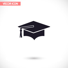 Graduation cap vector icon  , lorem ipsum Flat design