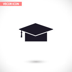 Graduation cap vector icon  , lorem ipsum Flat design