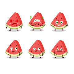Slash of watermelon cartoon character with nope expression