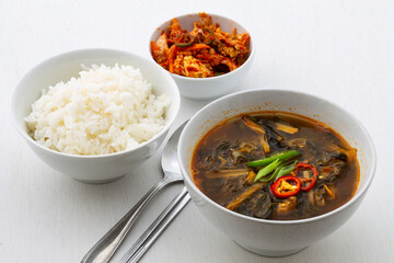 Soybean Paste Soup with Dried Radish Leaves